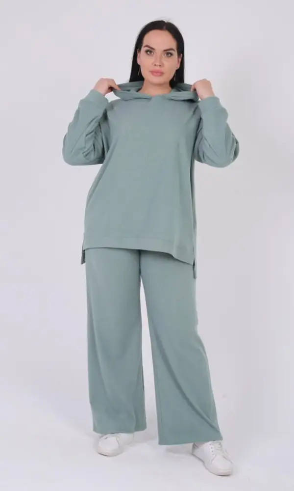 Спортивный костюм кашемир с капюшоном лапша  (р-р 50-56) 