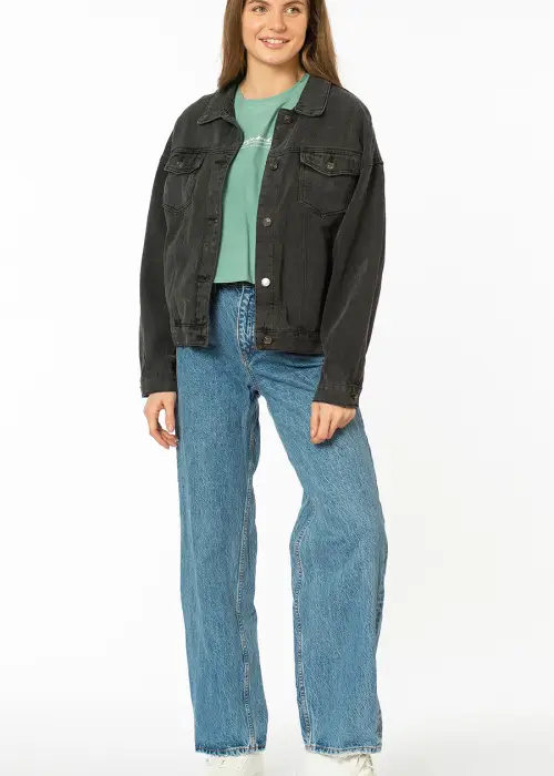 Куртка джинсовая женская. Укороченная, с отложным воротником, на пуговицах (р-р 42-52)