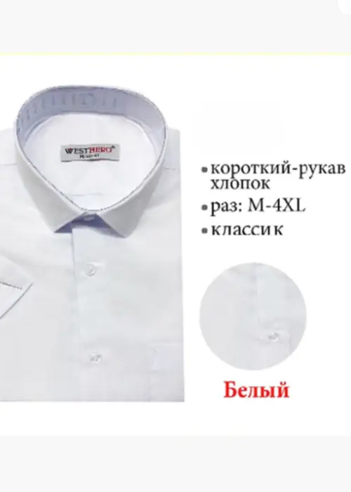 Рубашка мужская с коротким рукавом (р-р M-4XL)