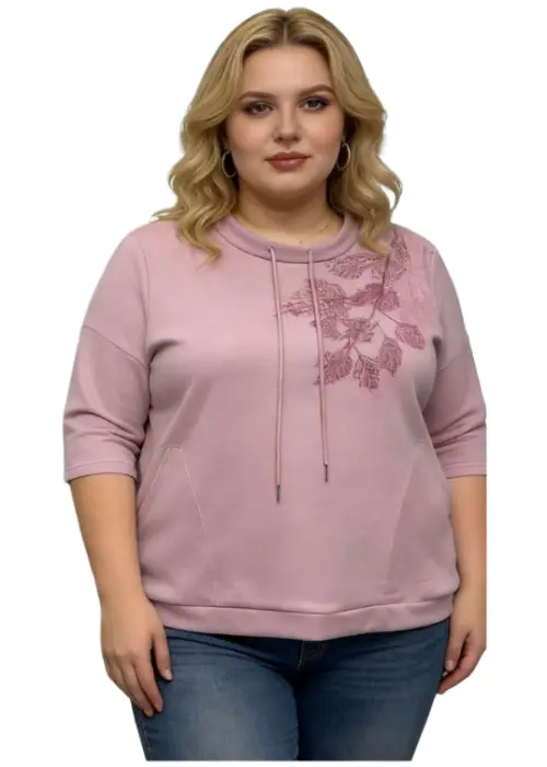 Джемпер трикотажный с принтом на завязках женский (р-р 2XL-5XL)