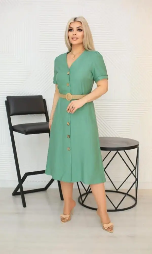 Платье женское на пуговицах с ремнем ( р-р 48-54)