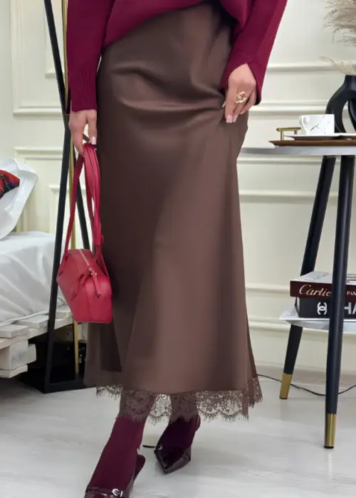 Юбка с кружевом атласная вечерняя длинная р-р 42-48