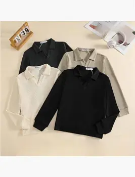 Лонгслив поло с вырезом для мальчика (р-р 128-152)