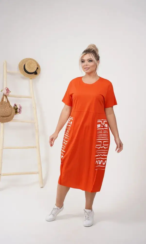 Женское летнее платье-туника ( р-р 58-64)
