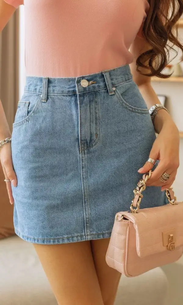 Короткая юбка джинсовая с высокой талией (р-р 42-50)