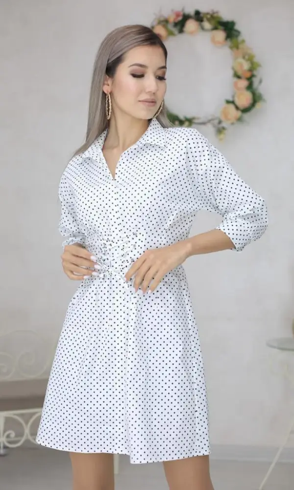 Платье в горох, длина мини ( р-р 42-48)