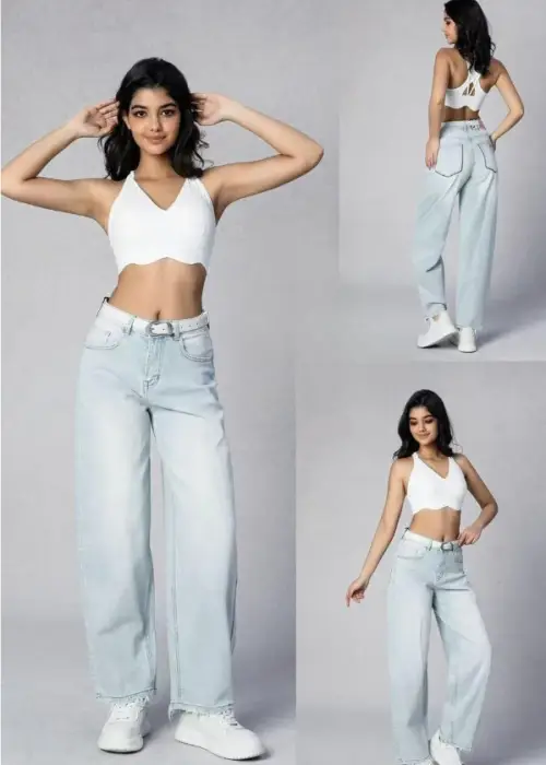 Джинсы багги с бахромой женские (р-р 25-30)