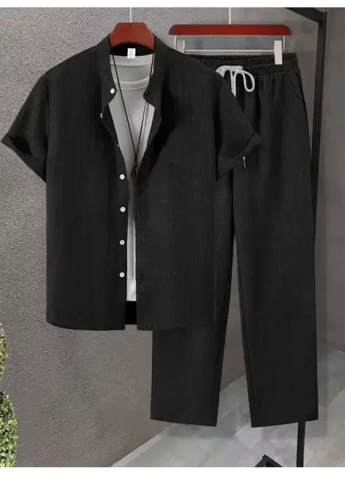 Льняной костюм летний мужской рубашка-брюки (р-р 48-56)