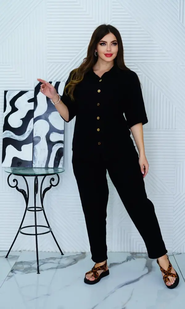 Костюм женский летний муслин, брючный ( р-р 48-54)