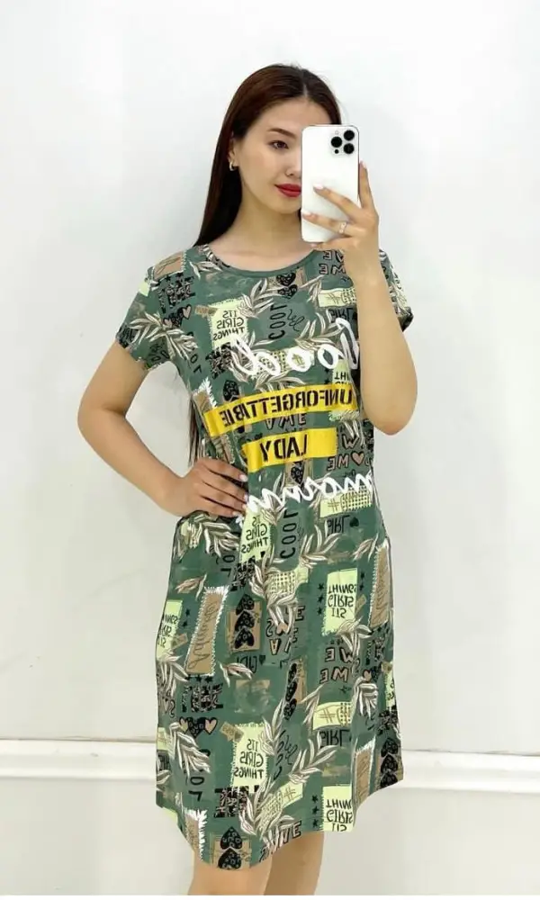 Туника женская домашняя, принт-печать ( р-р 48-56)