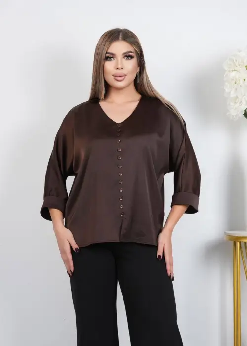Блузка шёлковая женская с V-вырезом р-р 48-54