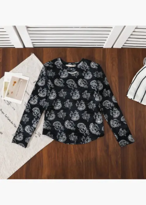 Лонгслив с принтом для девочки (р-р 116-140)