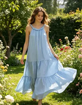 Платье макси летнее на бретелях женское (р-р единый 44-48)