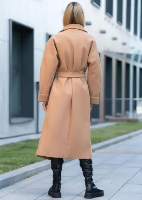 Пальто женское, классическое. Прямой крой, с поясом (р-р 42-44)
