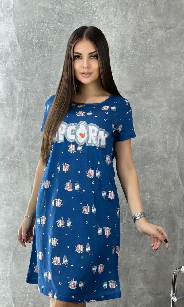 Туника женская домашняя, принт-печать ( р-р 48-56)