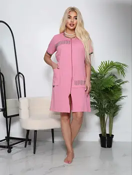 Халат домашний на молнии, с поясом женский (р-р 48-58)