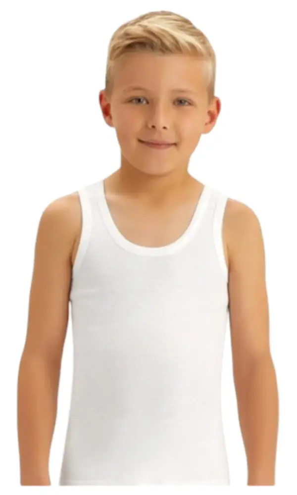 Майка белая на мальчика р-р 7-11 лет