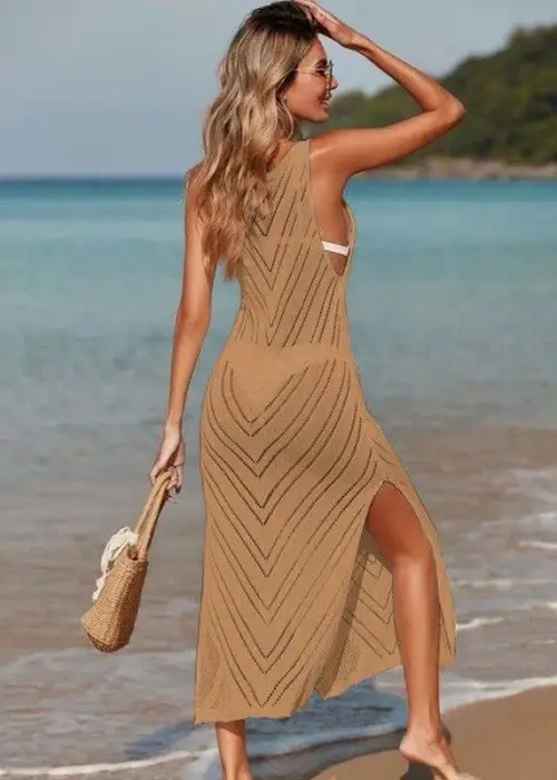 Вязаное пляжное платье ( р-р единый)