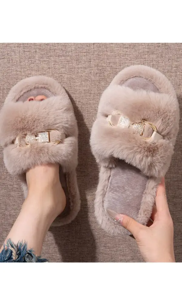 Тапочки пушистые открытые женские р-р 36-41