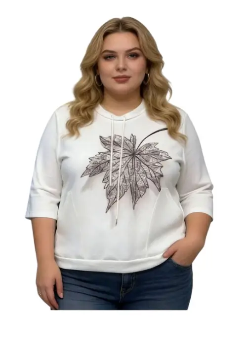 Джемпер трикотажный с принтом на завязках женский (р-р 2XL-5XL)