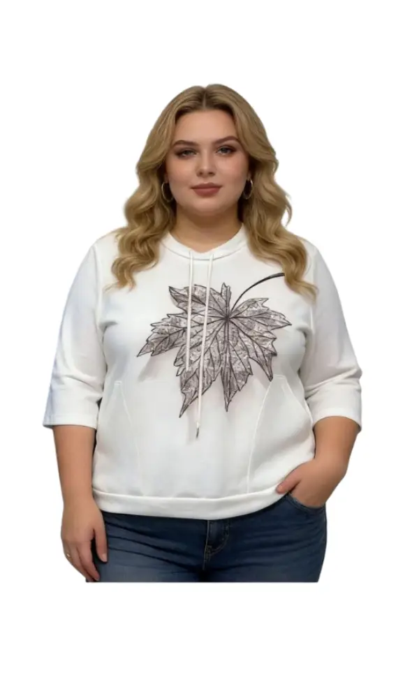 Джемпер трикотажный с принтом на завязках женский (р-р 2XL-5XL)