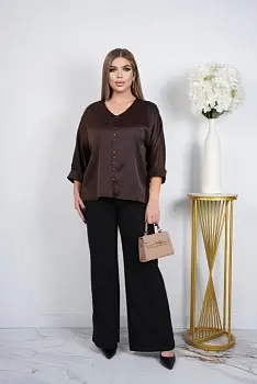 Блузка шёлковая женская с V-вырезом р-р 48-54