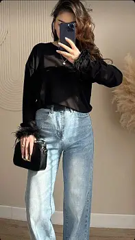 Лонгслив с перьями женский р-р 42-44