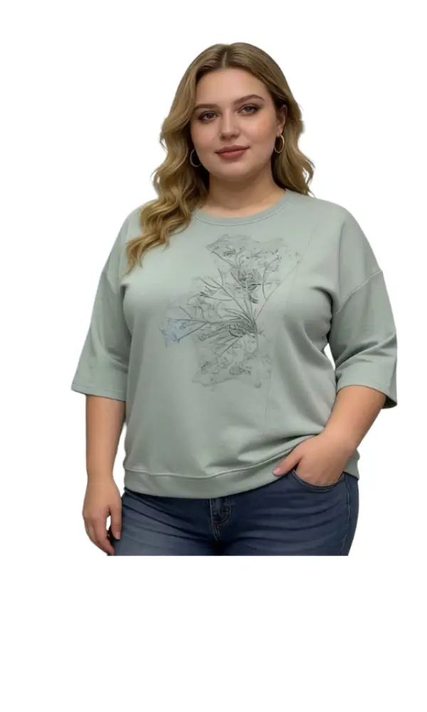 Джемпер трикотажный женский с цветочным принтом (р-р 2XL-5XL)