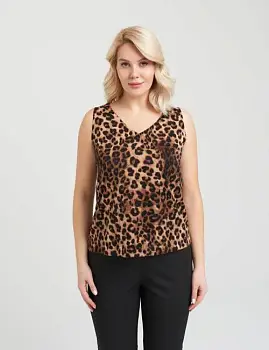 Топ женский шёлковый с леопардовым принтом р-р 50-56