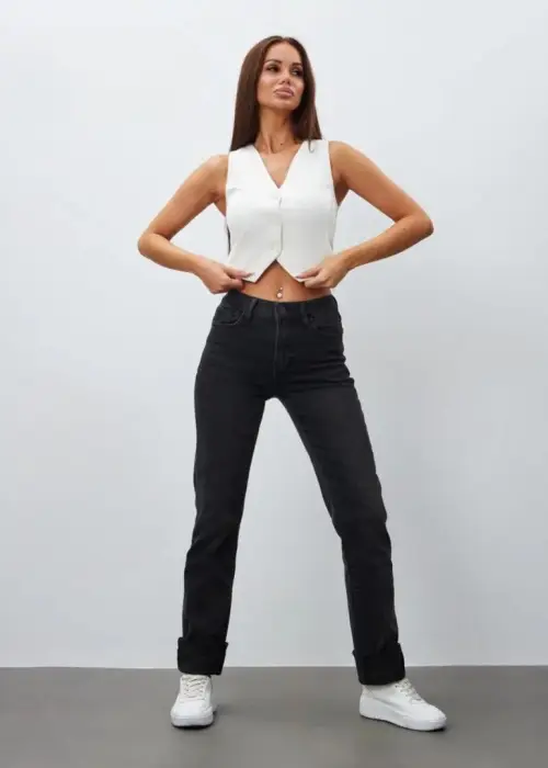 Джинсы прямые классика с высокой посадкой женские (р-р 26-31)