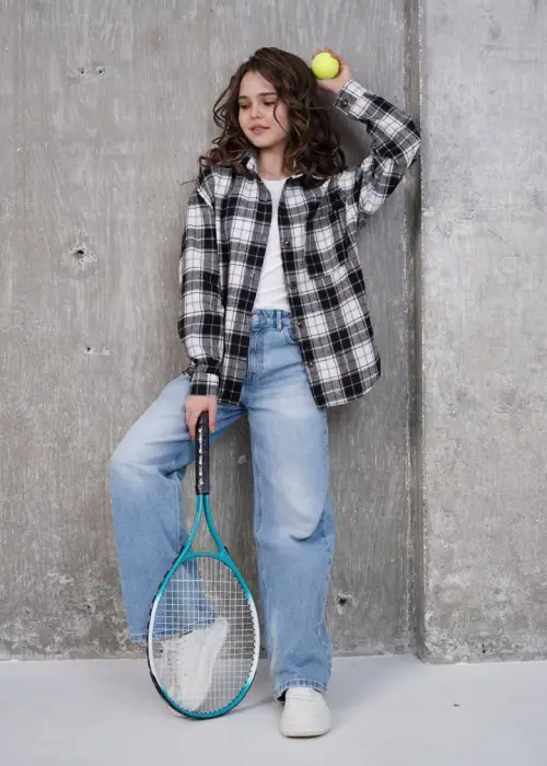 Рубашка двойка в клетку для девочки р-р 36-44