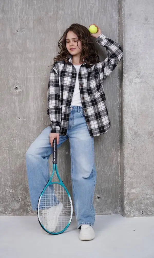 Рубашка двойка в клетку для девочки р-р 36-44