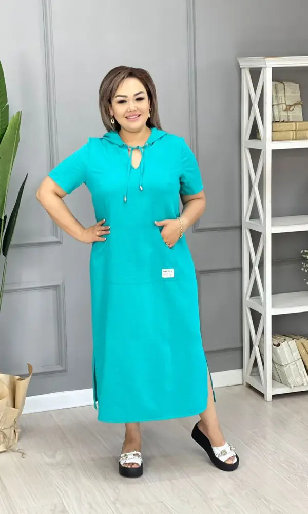 Платье летнее без рукавов с капюшоном ( р-р 50-56)