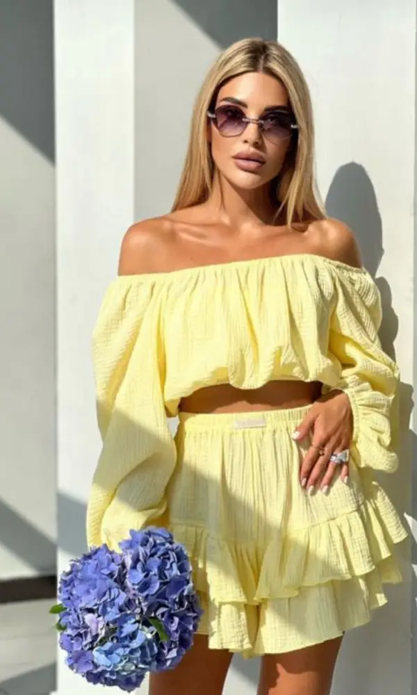 Муслиновая двойка -комплект женский с юбкой и топом ( р-р 42-44)