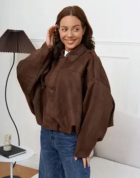 Куртка- бомбер замшевая женская р-р 42-48