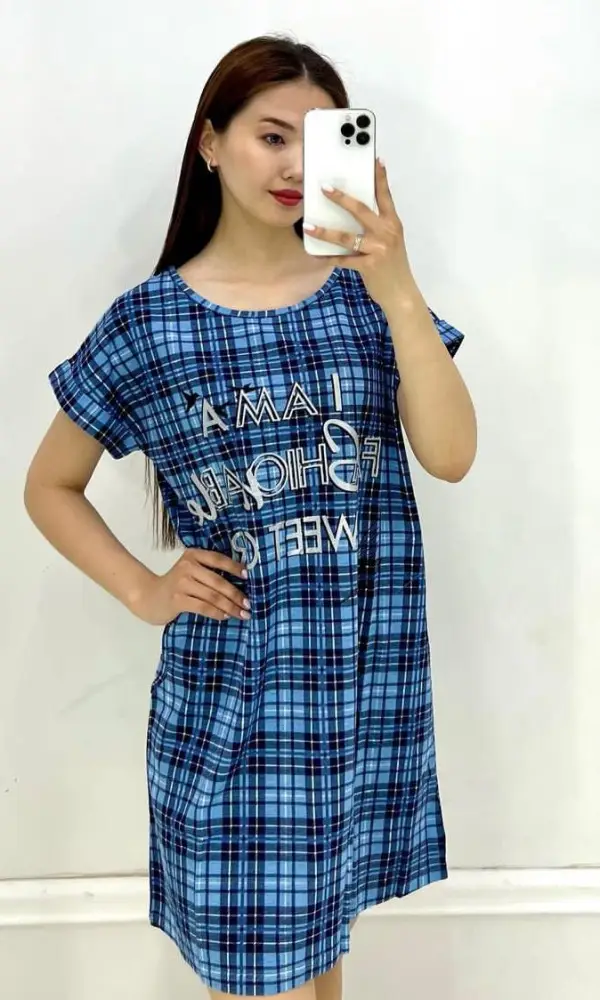 Туника женская домашняя, принт-печать ( р-р 48-56)