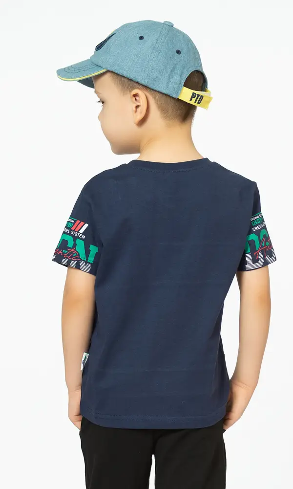 Костюм спортивный для мальчика, двойка: футболка и шорты. С принтом, карманы (1-4 лет).