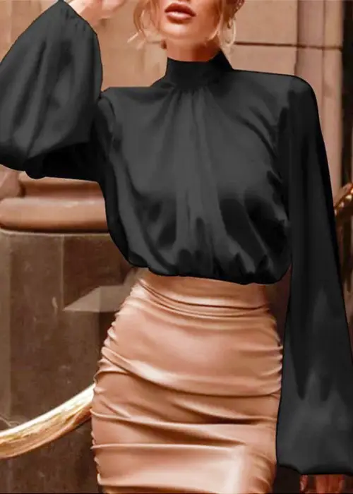 Блузка женская с объемным рукавом, из шелка (р-р 42-44)