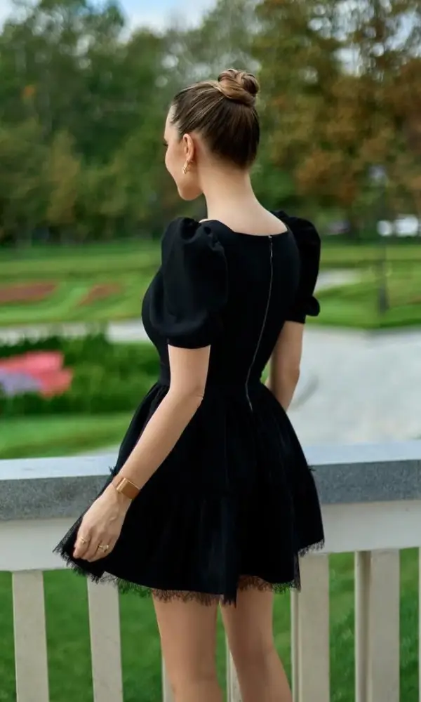 Платье с кружевом чёрное женское р-р 42-44