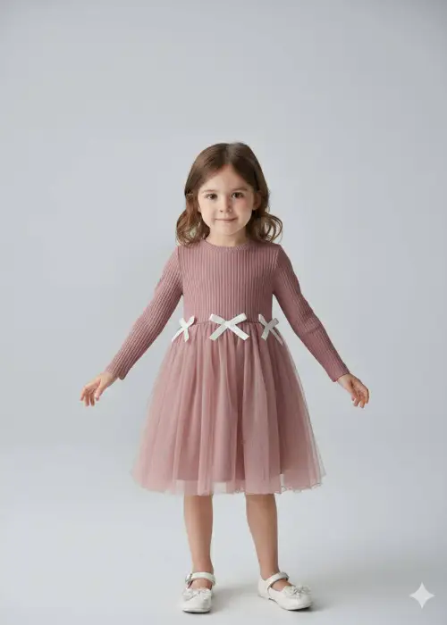 Платье в рубчик с фатином р-р 28-34