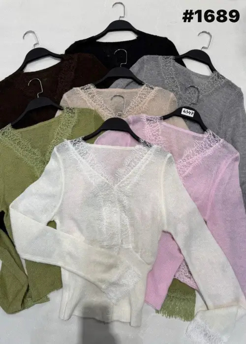 Кардиган вязаный с кружевом женский р-р 42-48