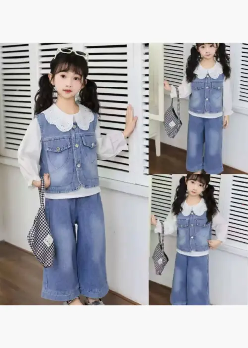 Джинсовый костюм тройка для девочки (р-р 110-150)