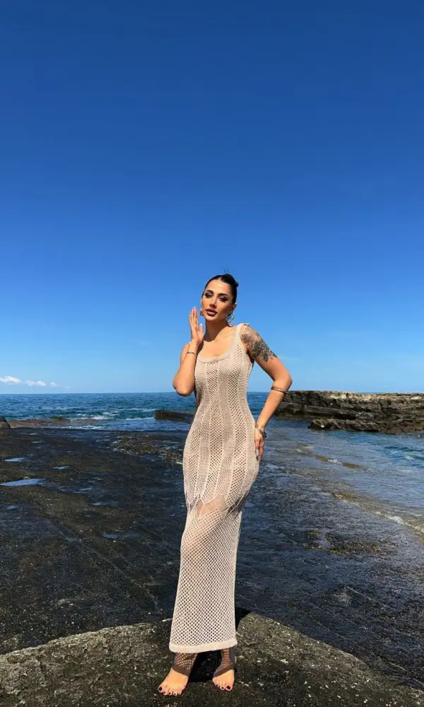 Вязаное женское платье длина макси ( р-р единый)