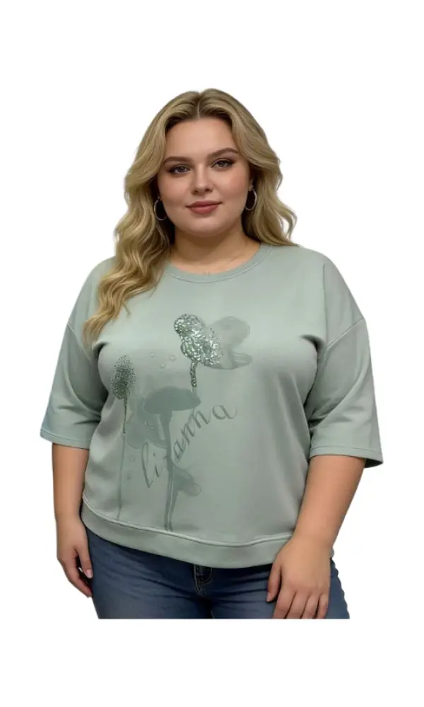 Джемпер трикотажный женский с цветочным принтом (р-р 2XL-5XL)