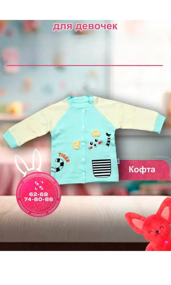 Кофточка на кнопках для девочки р-р 62-86