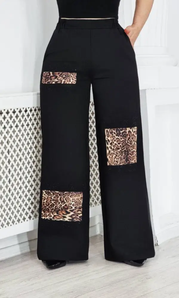 Брюки- палаццо с леопардовым принтом р-р 46-56