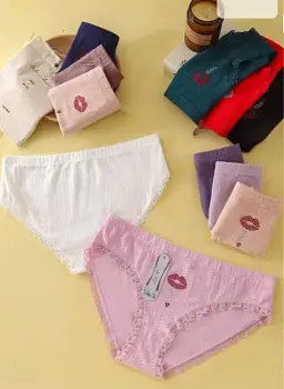 Трусы в рубчик с принтом женские (р-р L-XXL)