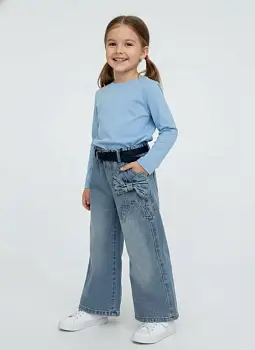 Джинсы на резинке для девочки, с бантом (р-р 90-140)