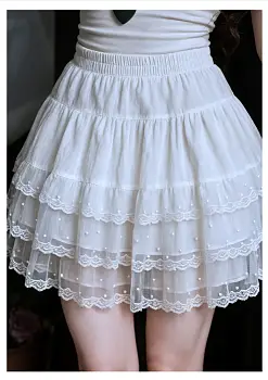 Юбка мини ярусная кружевная с воланами женская (р-р единый 42-46)