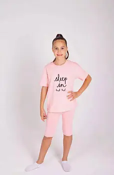 Пижама для девочки футболка-велосипедки на рост 140-146-152